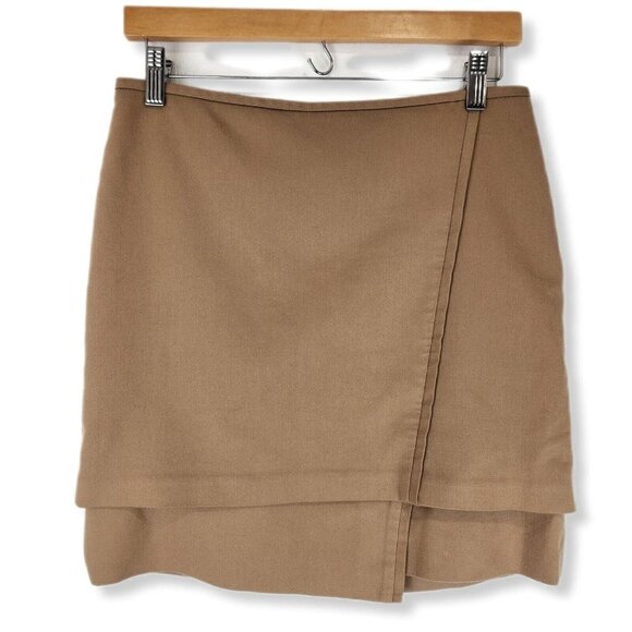 White House Black Market Pencil Skirt 0 Khaki Tan Layered Asymmetrical Hem - Picture 1 of 10